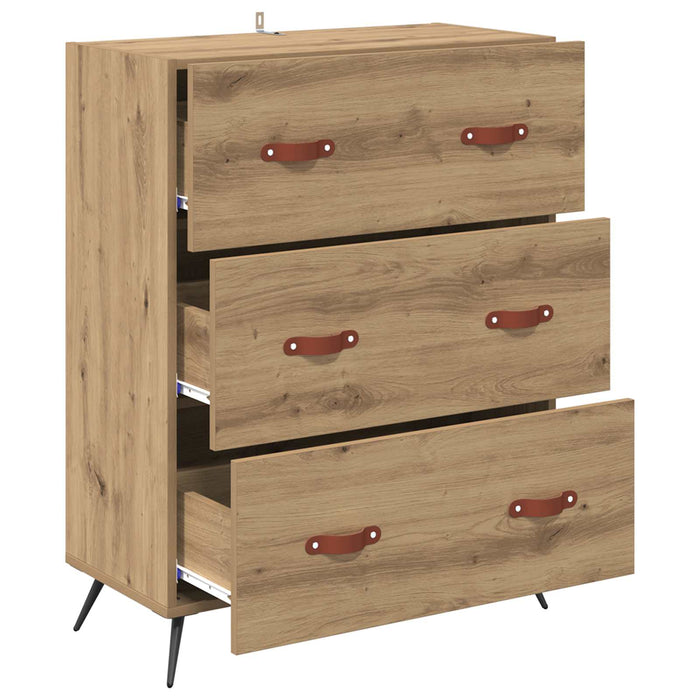 Comodă cu sertare 3-Drawer Stejar Artizanal 69,5 x 34 x 90 cm WALTI