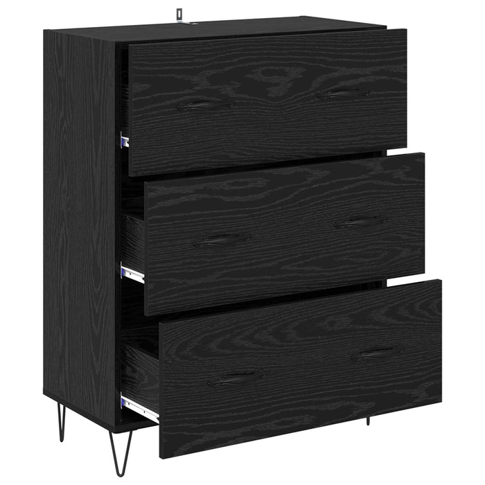 Bufet Stejar Negru 69,5 x 34 x 90 cm Lemn Ingineresc și Fier - WALTI WALTI