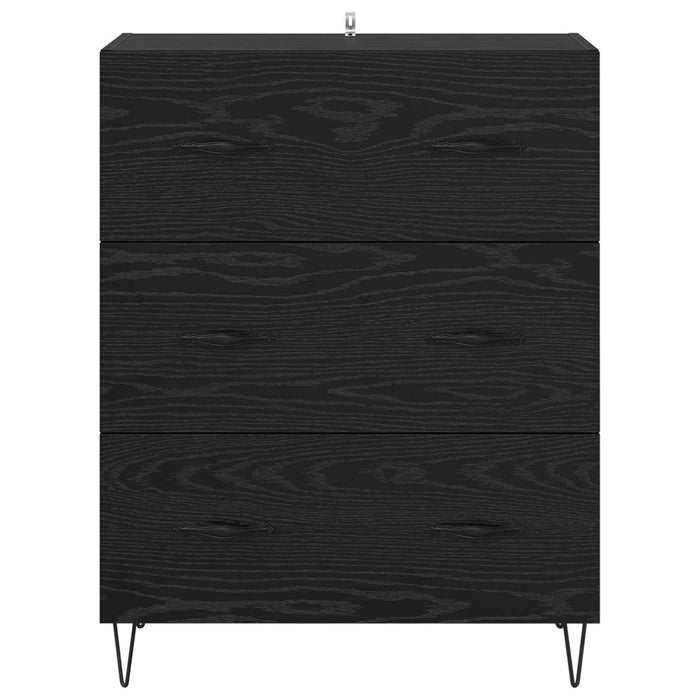 Bufet Stejar Negru 69,5 x 34 x 90 cm Lemn Ingineresc și Fier - WALTI WALTI