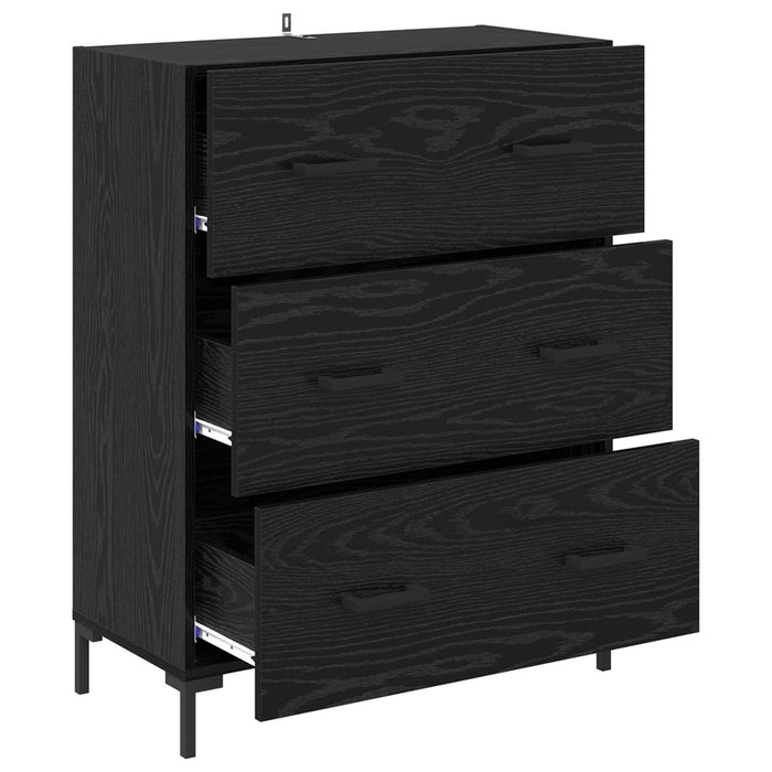 Bufet Stejar Negru 69,5 x 34 x 90 cm Lemn Ingineresc și Fier - WALTI WALTI