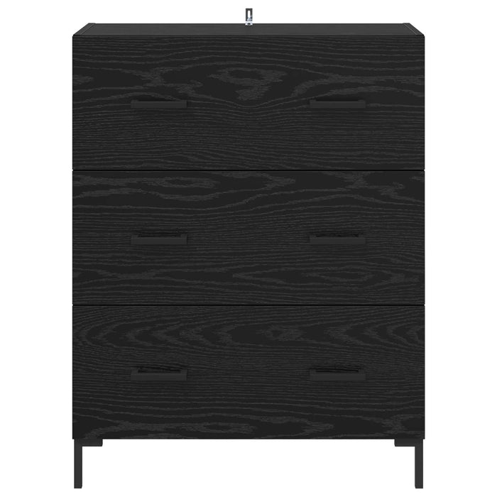 Bufet Stejar Negru 69,5 x 34 x 90 cm Lemn Ingineresc și Fier - WALTI WALTI