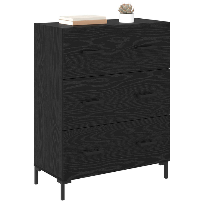 Bufet Stejar Negru 69,5 x 34 x 90 cm Lemn Ingineresc și Fier - WALTI WALTI