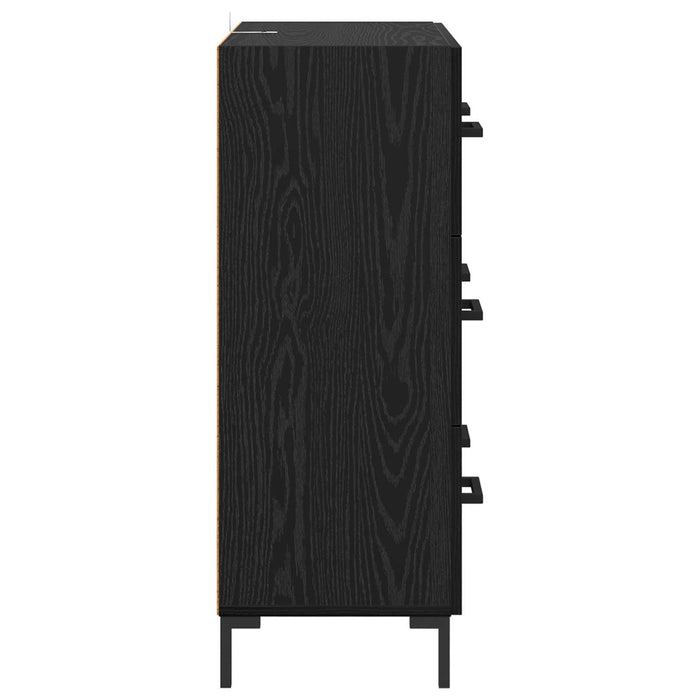 Bufet Stejar Negru 69,5 x 34 x 90 cm Lemn Ingineresc și Fier - WALTI WALTI
