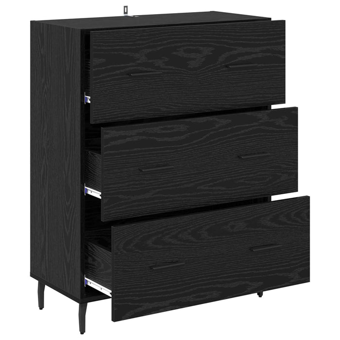 Bufet Stejar Negru 69,5 x 34 x 90 cm Lemn Ingineresc și Fier - WALTI WALTI