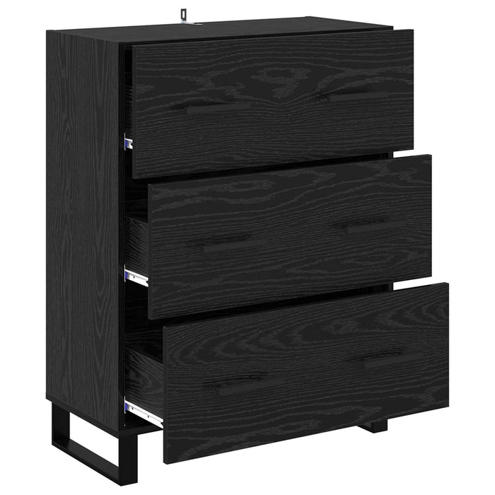 Bufet Stejar Negru 69,5 x 34 x 90 cm Lemn Ingineresc și Fier - WALTI WALTI
