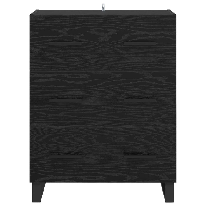 Bufet Stejar Negru 69,5 x 34 x 90 cm Lemn Ingineresc și Fier - WALTI WALTI