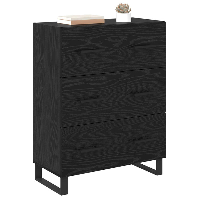 Bufet Stejar Negru 69,5 x 34 x 90 cm Lemn Ingineresc și Fier - WALTI WALTI