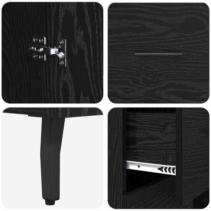 Bufet Stejar Negru 69,5 x 34 x 90 cm Lemn Ingineresc și Fier - WALTI WALTI