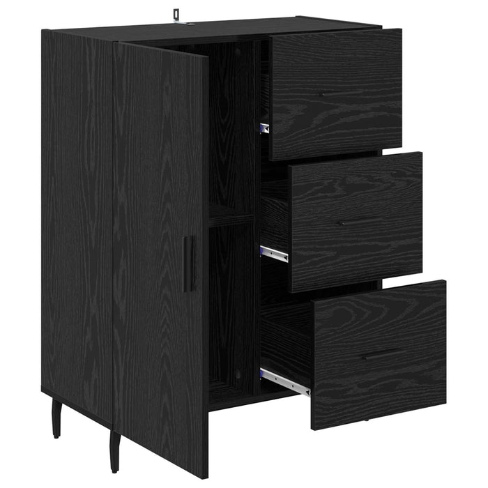 Bufet Stejar Negru 69,5 x 34 x 90 cm Lemn Ingineresc și Fier - WALTI WALTI