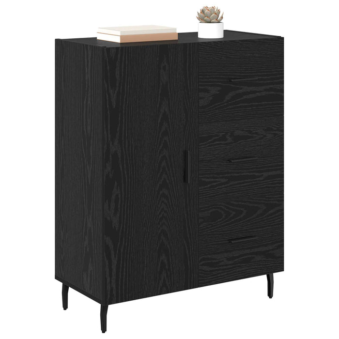 Bufet Stejar Negru 69,5 x 34 x 90 cm Lemn Ingineresc și Fier - WALTI WALTI