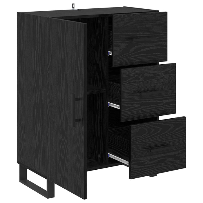 Bufet Stejar Negru 69,5 x 34 x 90 cm Lemn Ingineresc și Fier - WALTI WALTI