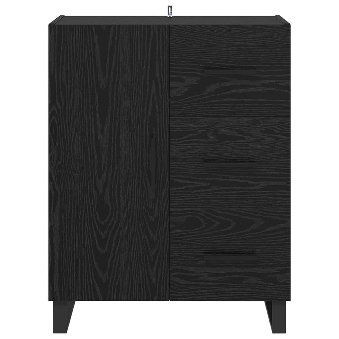 Bufet Stejar Negru 69,5 x 34 x 90 cm Lemn Ingineresc și Fier - WALTI WALTI