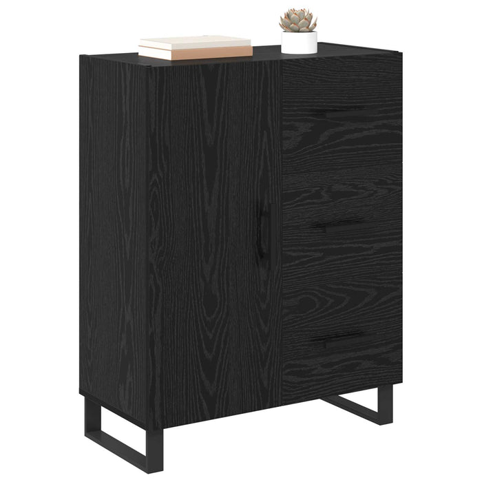 Bufet Stejar Negru 69,5 x 34 x 90 cm Lemn Ingineresc și Fier - WALTI WALTI