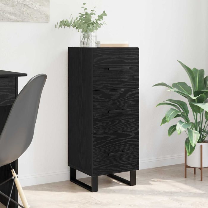 Bufet Stejar Negru 34,5 x 34 x 90 cm Lemn Ingineresc și Fier - WALTI WALTI