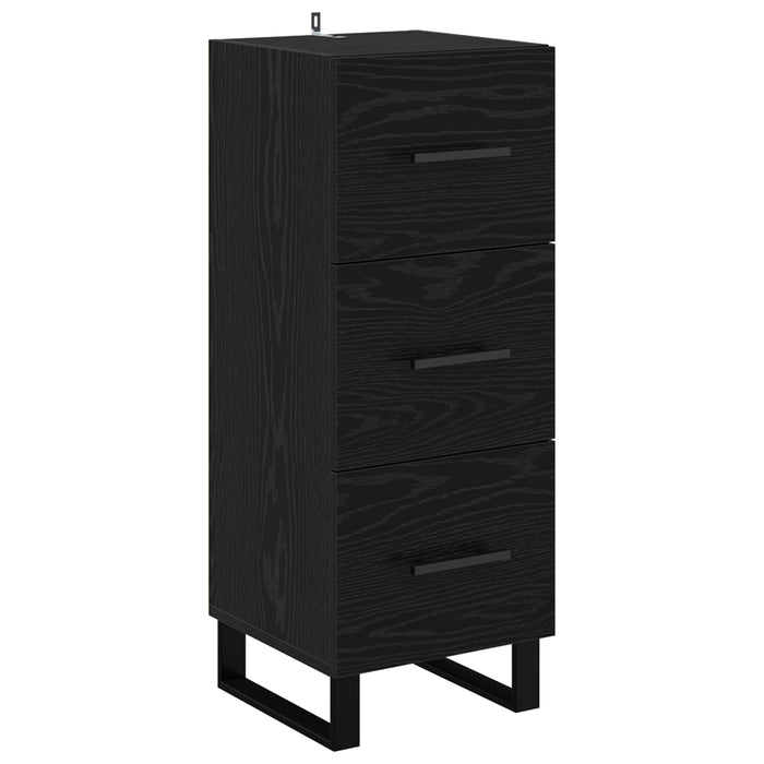 Bufet Stejar Negru 34,5 x 34 x 90 cm Lemn Ingineresc și Fier - WALTI WALTI