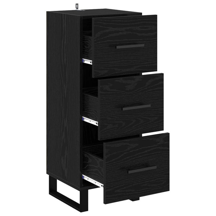 Bufet Stejar Negru 34,5 x 34 x 90 cm Lemn Ingineresc și Fier - WALTI WALTI