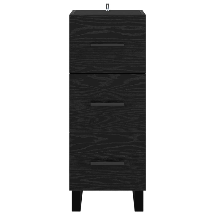 Bufet Stejar Negru 34,5 x 34 x 90 cm Lemn Ingineresc și Fier - WALTI WALTI