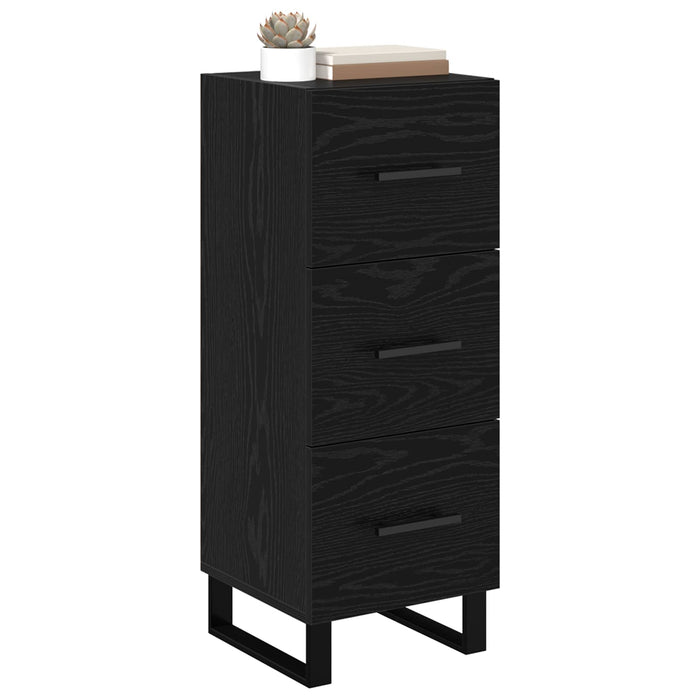 Bufet Stejar Negru 34,5 x 34 x 90 cm Lemn Ingineresc și Fier - WALTI WALTI