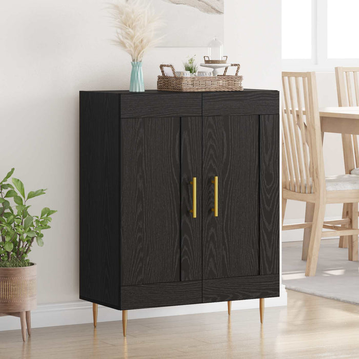Bufet Stejar Negru 69,5 x 34 x 90 cm Lemn Ingineresc și Fier - WALTI WALTI