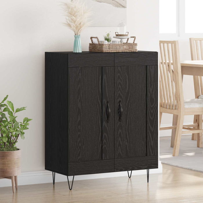 Bufet Stejar Negru 69,5 x 34 x 90 cm Lemn Ingineresc și Fier - WALTI WALTI