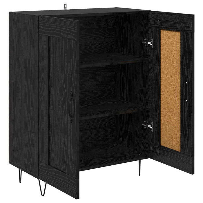 Bufet Stejar Negru 69,5 x 34 x 90 cm Lemn Ingineresc și Fier - WALTI WALTI