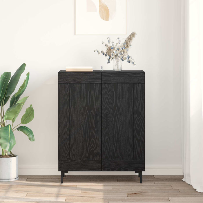 Bufet Stejar Negru 69,5 x 34 x 90 cm Lemn Ingineresc și Fier - WALTI WALTI