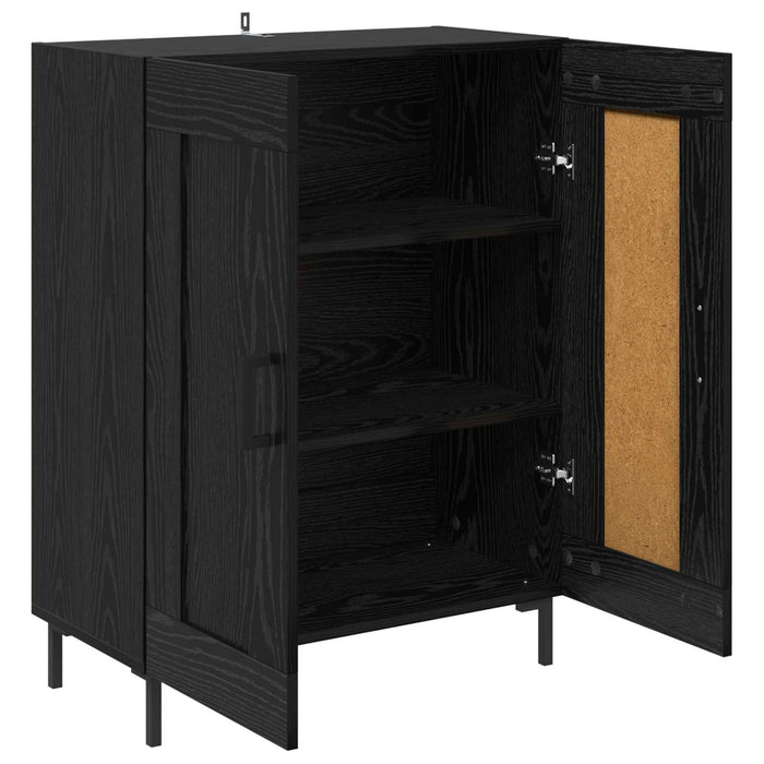 Bufet Stejar Negru 69,5 x 34 x 90 cm Lemn Ingineresc și Fier - WALTI WALTI
