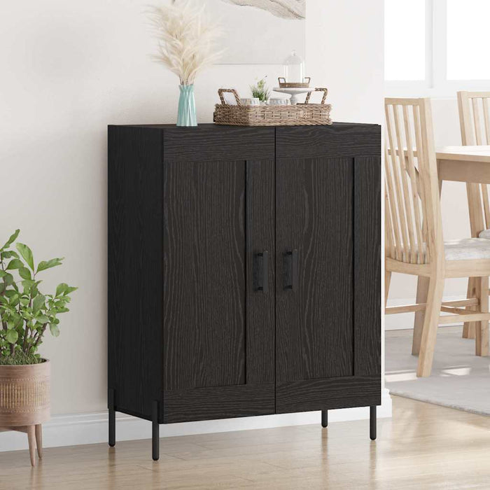 Bufet Stejar Negru 69,5 x 34 x 90 cm Lemn Ingineresc și Fier - WALTI WALTI