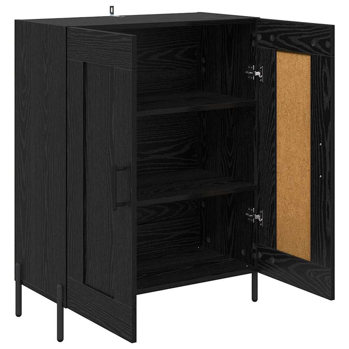 Bufet Stejar Negru 69,5 x 34 x 90 cm Lemn Ingineresc și Fier - WALTI WALTI