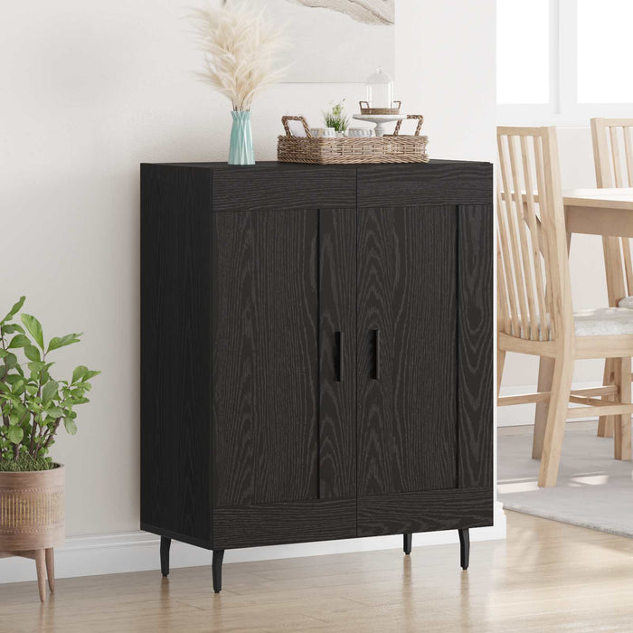 Bufet Stejar Negru 69,5 x 34 x 90 cm Lemn Ingineresc și Fier - WALTI WALTI