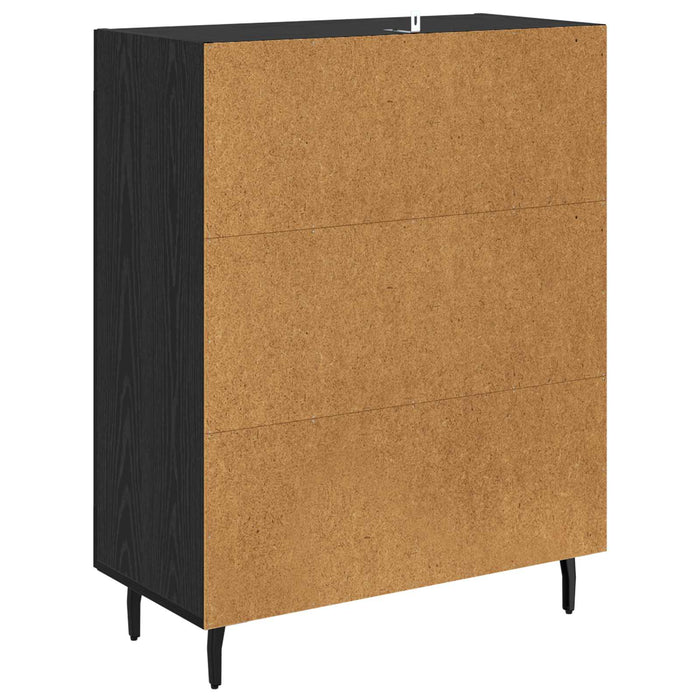 Bufet Stejar Negru 69,5 x 34 x 90 cm Lemn Ingineresc și Fier - WALTI WALTI