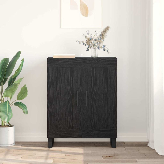 Bufet Stejar Negru 69,5 x 34 x 90 cm Lemn Ingineresc și Fier - WALTI WALTI