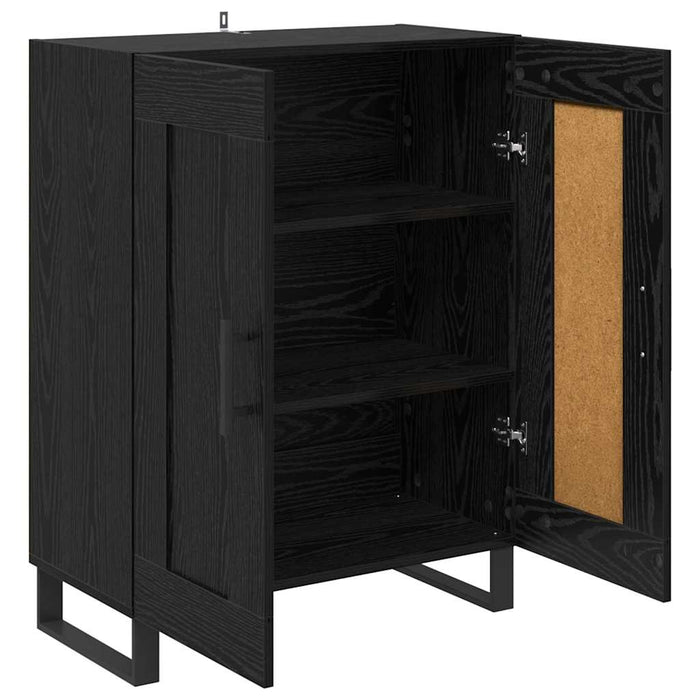 Bufet Stejar Negru 69,5 x 34 x 90 cm Lemn Ingineresc și Fier - WALTI WALTI