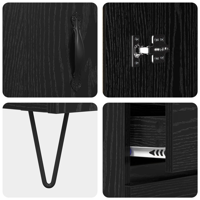 Bufet cu sertar Stejar Negru 69,5 x 34 x 90 cm Lemn prelucrat - WALTI WALTI