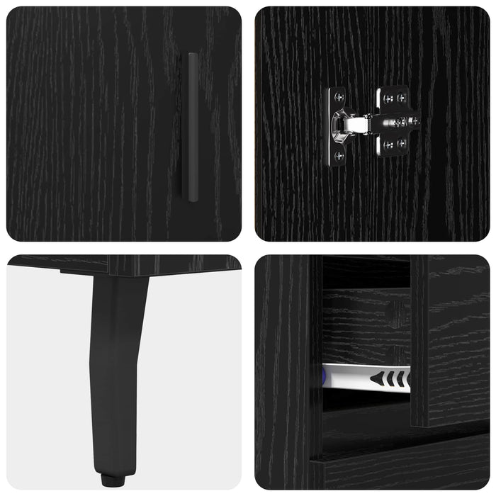 Bufet Stejar Negru 69,5 x 34 x 90 cm Lemn Ingineresc și Fier - WALTI WALTI