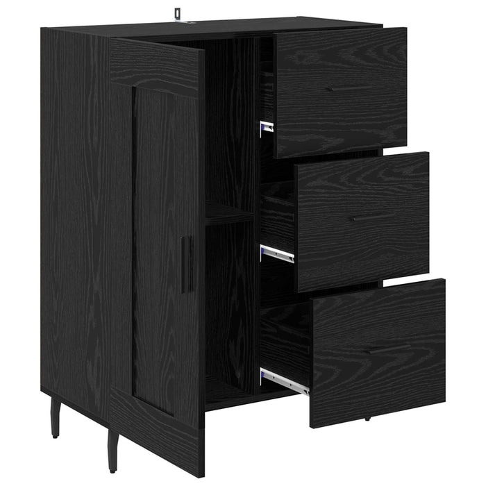 Bufet Stejar Negru 69,5 x 34 x 90 cm Lemn Ingineresc și Fier - WALTI WALTI