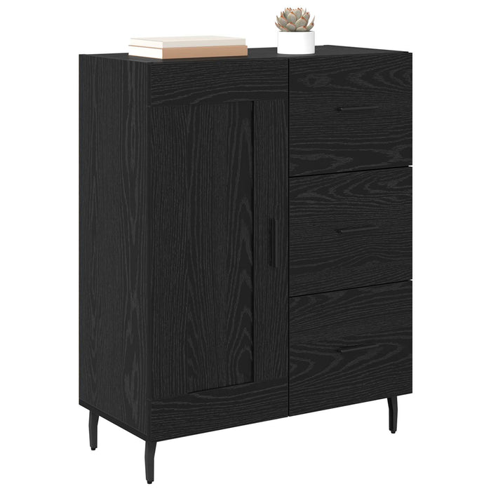 Bufet Stejar Negru 69,5 x 34 x 90 cm Lemn Ingineresc și Fier - WALTI WALTI