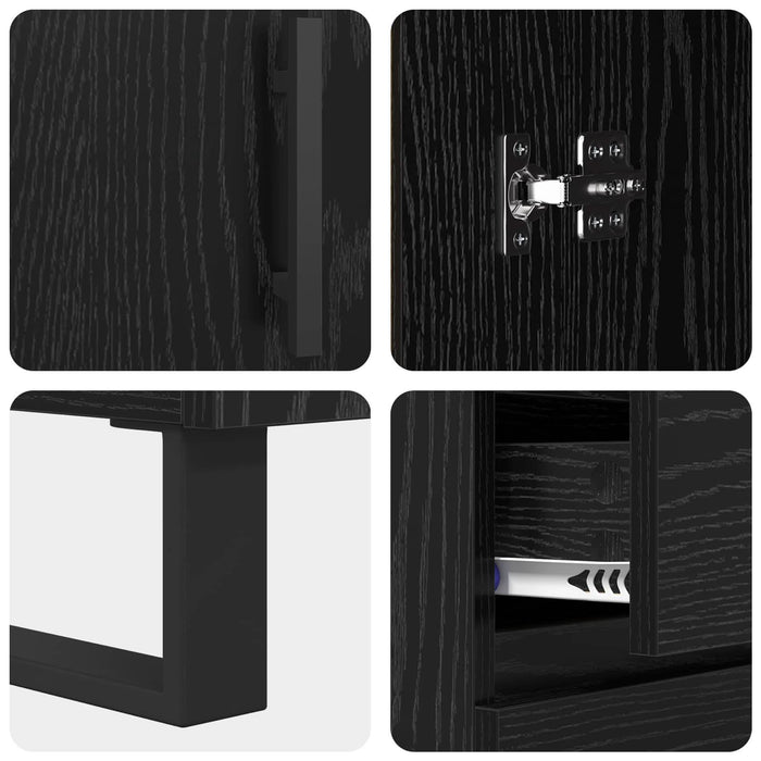Bufet Stejar Negru 69,5 x 34 x 90 cm Lemn Ingineresc și Fier - WALTI WALTI