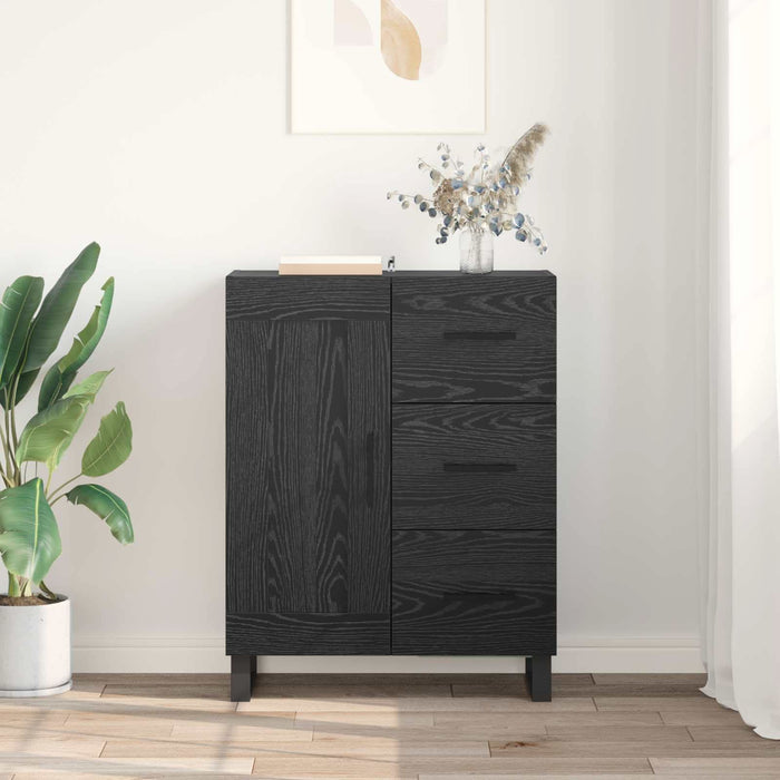 Bufet Stejar Negru 69,5 x 34 x 90 cm Lemn Ingineresc și Fier - WALTI WALTI
