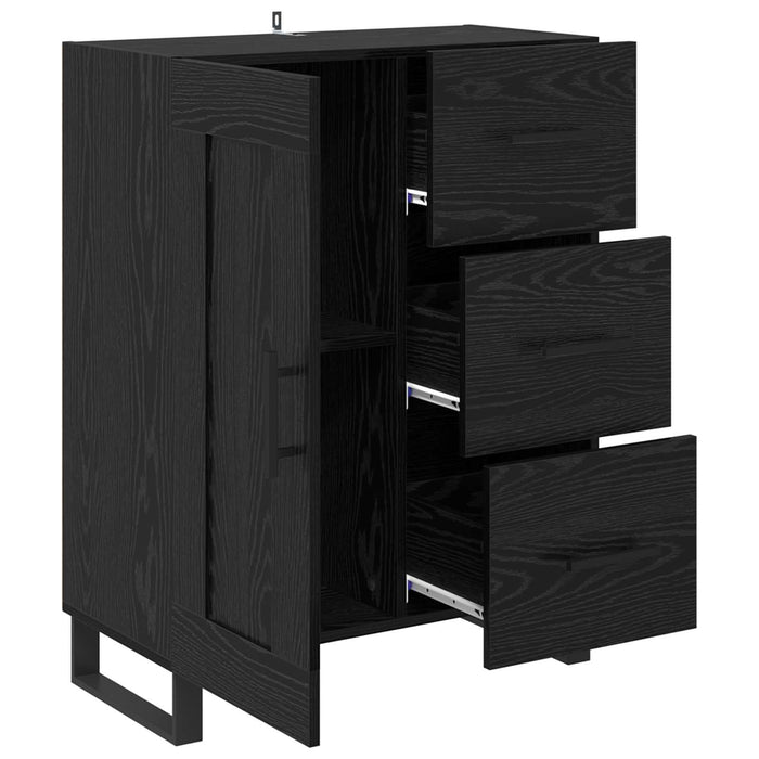 Bufet Stejar Negru 69,5 x 34 x 90 cm Lemn Ingineresc și Fier - WALTI WALTI