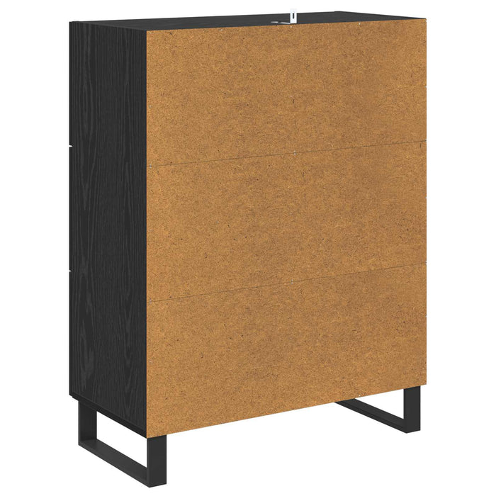 Bufet Stejar Negru 69,5 x 34 x 90 cm Lemn Ingineresc și Fier - WALTI WALTI
