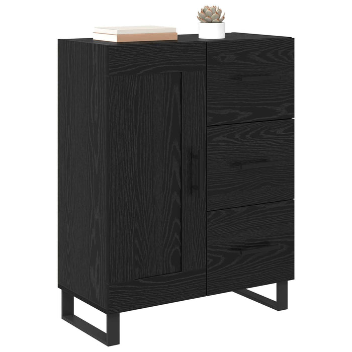 Bufet Stejar Negru 69,5 x 34 x 90 cm Lemn Ingineresc și Fier - WALTI WALTI
