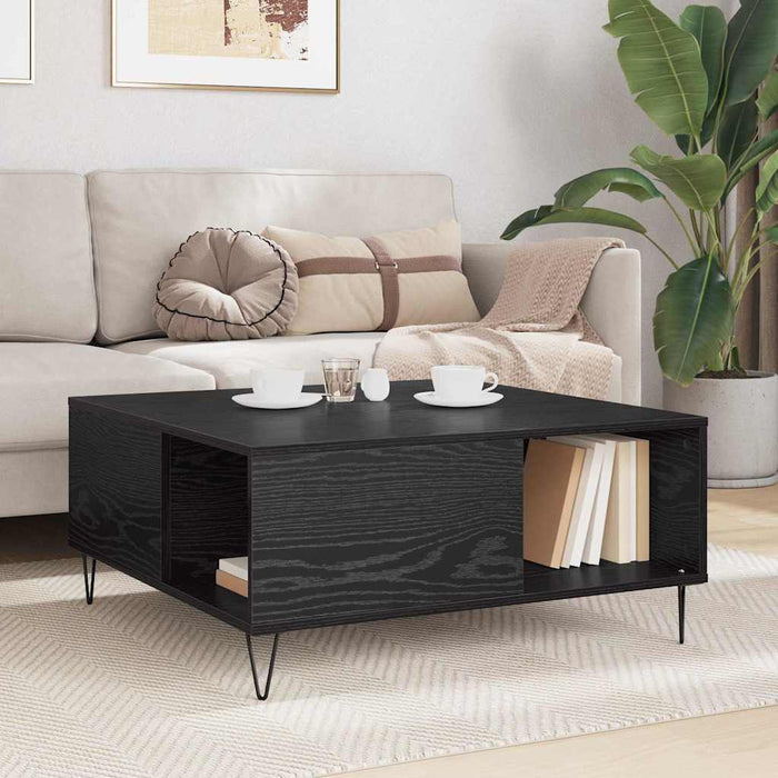 Masă de cafea Stejar Negru 80 x 80 x 36,5 cm Lemn compozit - WALTI WALTI
