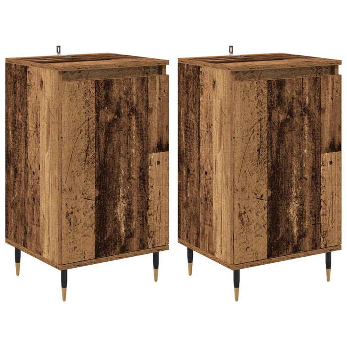 Bufet 2 pcs Lemn Vechi 40 x 35 x 70 cm Lemn Ingineresc și Fier - WALTI WALTI