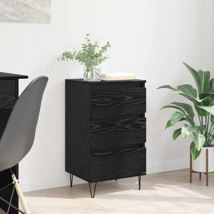 Bufet Stejar Negru 40 x 35 x 70 cm Lemn Ingineresc și Fier - WALTI WALTI