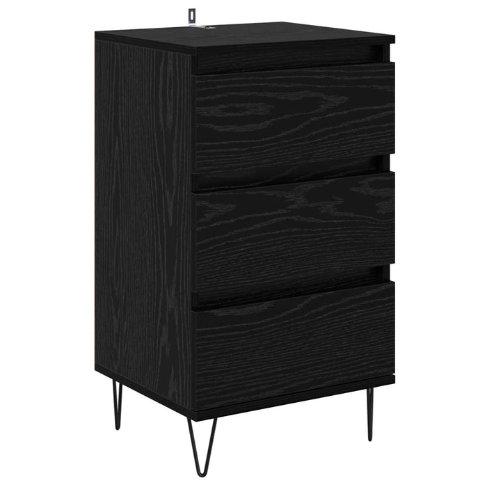 Bufet Stejar Negru 40 x 35 x 70 cm Lemn Ingineresc și Fier - WALTI WALTI