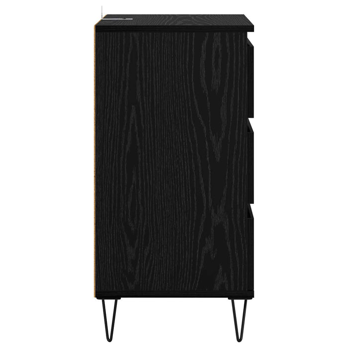 Bufet Stejar Negru 40 x 35 x 70 cm Lemn Ingineresc și Fier - WALTI WALTI