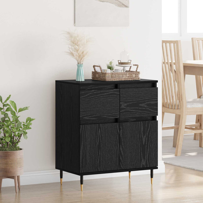 Bufet Stejar Negru 60 x 35 x 70 cm Lemn Ingineresc și Fier - WALTI WALTI