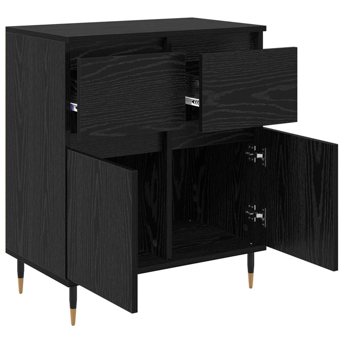Bufet Stejar Negru 60 x 35 x 70 cm Lemn Ingineresc și Fier - WALTI WALTI