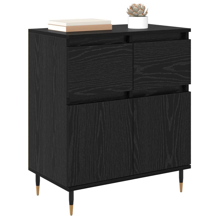 Bufet Stejar Negru 60 x 35 x 70 cm Lemn Ingineresc și Fier - WALTI WALTI